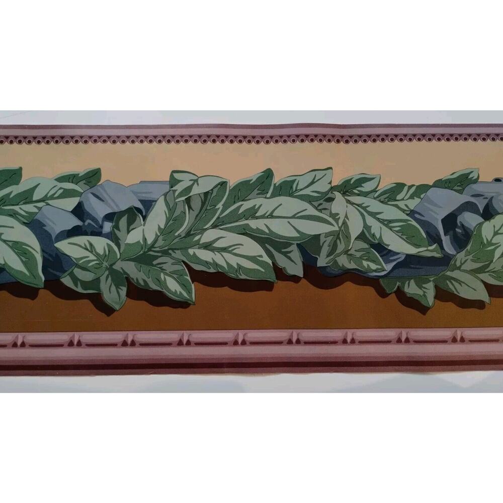 Seabrook Designs Pre-pasted Wall Border - Leaves with Boulders - 5 yds